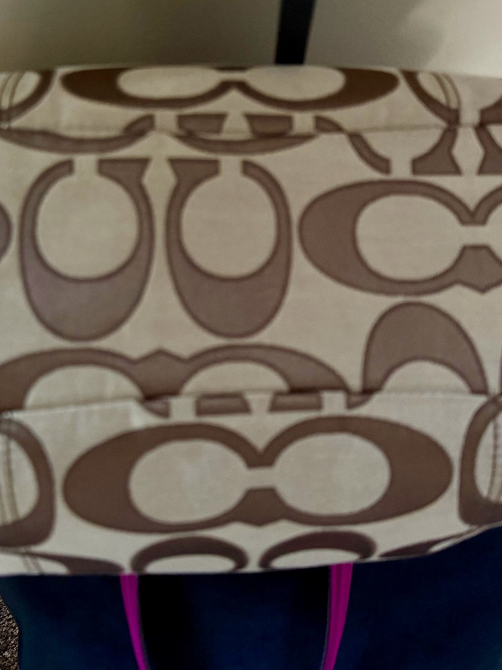 Coach Signature Canvas Tote with Fuchsia Trim - Picture 5 of 7